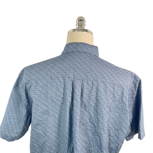 Peter Millar Men's XL Blue Wrist Watch Print Short Sleeve Button Front Shirt - Picture 6 of 10